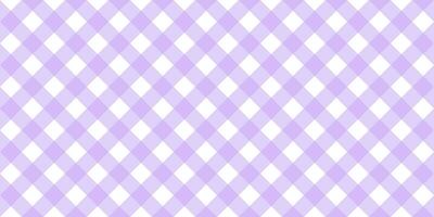 Gingham diagonal seamless pattern in purple pastel color. Vichy plaid design for Easter holiday textile decorative. Vector checkered pattern for fabric - picnic blanket, tablecloth, dress, napkin.