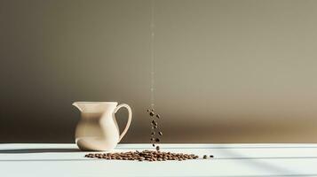 Photo of a drop of coffee falls from the coffee pot into the coffee