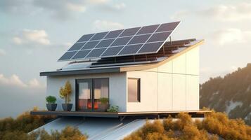 Minimalist home with solar panels photo