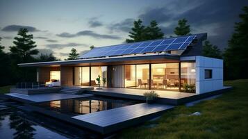 Minimalist home with solar panels photo