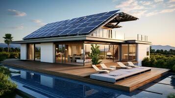 Minimalist home with solar panels photo