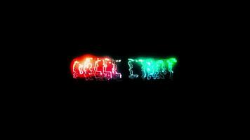 Press Start glow colorful neon laser text glitch effect video