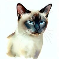 Cute cat watercolor painting Creative AI design. photo