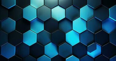 An abstract hexagon background in blue with silver lighting photo