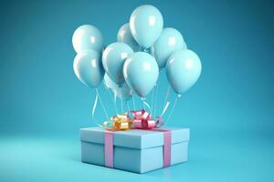 Birthday balloons with gift box photo