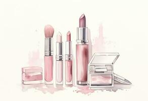 Pink makeup cosmetic background photo