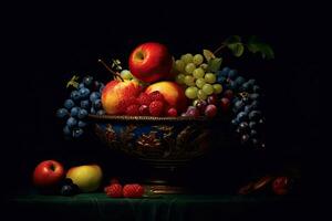 Decorated Lavish Bowl of mix fruits, Generative AI photo