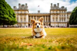 corgi dog in the royal palace AI generated photo