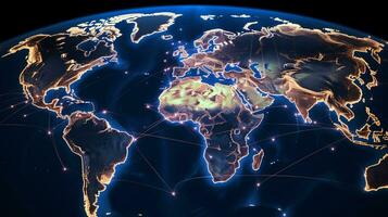 International flight routes above earth photo