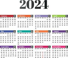 2024 Calendar editable template Free Vector