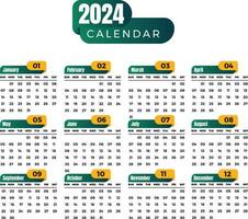 2024 calendario editable modelo gratis vector