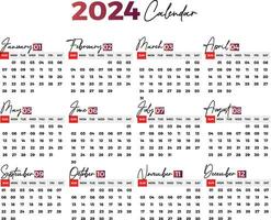 2024 Calendar editable template Free Vector