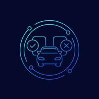 Pros and cons of a car icon, linear design vector