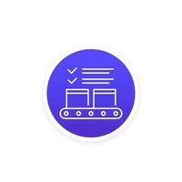 quality control in production icon, line design vector