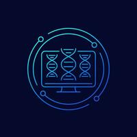bioinformatics icon, analysis of biological data, linear design vector