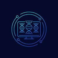 bioinformatics icon, analysis of biological data, linear design vector