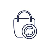 Return policy line icon with a bag vector