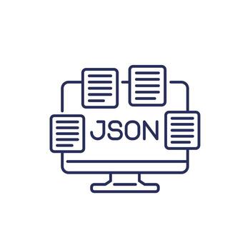 JSON files, documents line icon vector