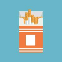 Packet of cigarettes icon in flat style. Smoking vector illustration on isolated background. Tobacco box sign business concept.