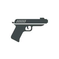 Pistol gun icon in flat style. Firearm symbol vector illustration on isolated background. Rifle ammo sign business concept.