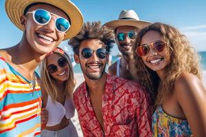 gen z selfie juntos en el playa ai generado foto