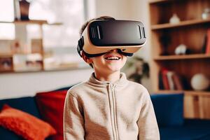 children experience virtual reality AI generated photo