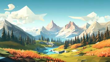 lowpoly de un montaña paisaje foto