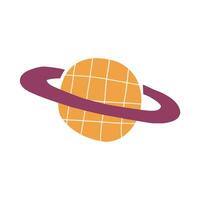 Cute planet drawn in flat style. Space, solar system. Hand drawn vector illustration.