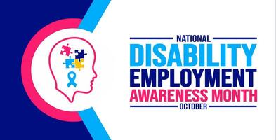 October is National Disability Employment Awareness Month background template use to background, banner, placard, card, and poster design. holiday concept with text inscription and standard color. vector