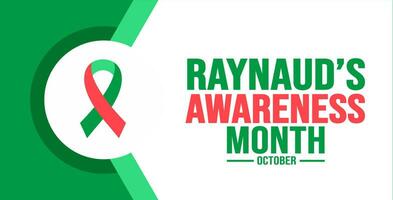 October is Raynaud Awareness Month background template use to background, banner, placard, card, and poster design. holiday concept with text inscription and standard color. vector illustration.