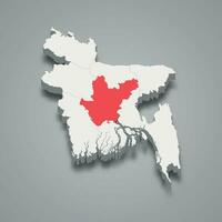 Dhaka state location within Bangladesh 3d map vector