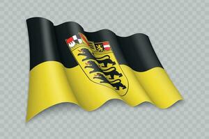 3D Realistic waving Flag of Baden-Wurttemberg is a state of Germany vector