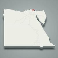 Damietta region location within Egypt 3d map vector