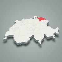 Thurgau cantone location within Switzerland 3d map vector