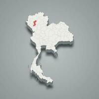 lamphun provincia ubicación Tailandia 3d mapa vector