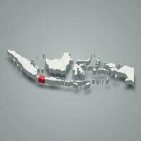 Oeste Java provincia ubicación Indonesia 3d mapa vector