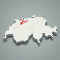 Solothurn cantone location within Switzerland 3d map vector