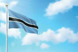 Waving flag of Botswana on sky background. Template for independence vector