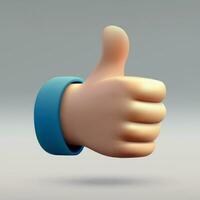 3D cartoon thumb up hand isolated. Like sign. vector