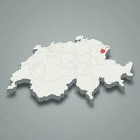 Appenzell Innerrhoden cantone location within Switzerland 3d map vector