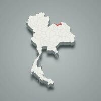 Nong Khai province location Thailand 3d map vector