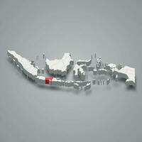 Central Java province location Indonesia 3d map vector