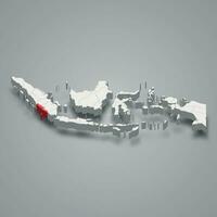 Bengkulu province location Indonesia 3d map vector