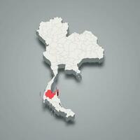 Surat Thani province location Thailand 3d map vector