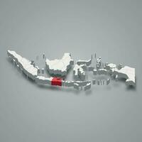 East Java province location Indonesia 3d map vector