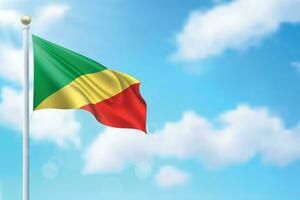 Waving flag of Congo on sky background. Template for independence vector