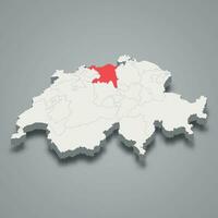 Aargau cantone location within Switzerland 3d map vector