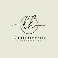 Initial KH feminine logo collections template. handwriting logo of initial signature, wedding, fashion, jewerly, boutique, floral and botanical with creative template for any company or business. vector