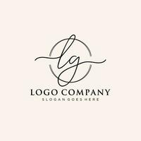 Initial LG feminine logo collections template. handwriting logo of initial signature, wedding, fashion, jewerly, boutique, floral and botanical with creative template for any company or business. vector