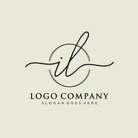 Initial IL feminine logo collections template. handwriting logo of initial signature, wedding, fashion, jewerly, boutique, floral and botanical with creative template for any company or business. vector